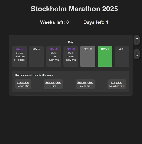 Stockholm Marathon Training Tracker screenshot 2